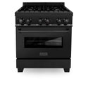 ZLINE 30 in. 4.0 cu. ft. Legacy Dual Fuel Range with 4 Burner Gas Cooktop and Electric Convection Oven in Black Stainless Steel, Open Box-Great Condition