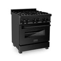 ZLINE 30 in. 4.0 cu. ft. Legacy Dual Fuel Range with 4 Burner Gas Cooktop and Electric Convection Oven in Black Stainless Steel, Open Box-Great Condition