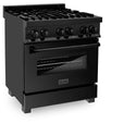 ZLINE 30 in. 4.0 cu. ft. Legacy Dual Fuel Range with 4 Burner Gas Cooktop and Electric Convection Oven in Black Stainless Steel, Open Box-Great Condition