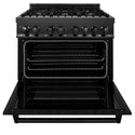 ZLINE 36 in. 4.6 cu. ft. Legacy Dual Fuel Range with 6 Burner Gas Cooktop and Electric Convection Oven in Black Stainless Steel (RAB-36)