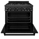 ZLINE 36 in. 4.6 cu. ft. Legacy Dual Fuel Range with 6 Burner Gas Cooktop and Electric Convection Oven in Black Stainless Steel, Open Box-Great Condition