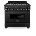 ZLINE 36 in. 4.6 cu. ft. Legacy Dual Fuel Range with 6 Burner Gas Cooktop and Electric Convection Oven in Black Stainless Steel, Open Box-Great Condition
