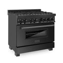 ZLINE 36 in. 4.6 cu. ft. Legacy Dual Fuel Range with 6 Burner Gas Cooktop and Electric Convection Oven in Black Stainless Steel (RAB-36)