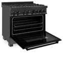 ZLINE 36 in. 4.6 cu. ft. Legacy Dual Fuel Range with 6 Burner Gas Cooktop and Electric Convection Oven in Black Stainless Steel (RAB-36)