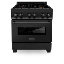 ZLINE 30 in. 4.0 cu. ft. Dual Fuel Range with Gas Stove and Electric Oven in Black Stainless Steel (RAB-BR-30)