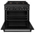 ZLINE 36 in. 4.6 cu. ft. Legacy Dual Fuel Range with Gas Cooktop and Electric Convection Oven in Black Stainless Steel with 6 Brass Burners, Open Box-Great Condition
