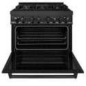 ZLINE 36 in. 4.6 cu. ft. Legacy Dual Fuel Range with Gas Cooktop and Electric Convection Oven in Black Stainless Steel with 6 Brass Burners (RAB-BR-36)