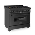 ZLINE 36 in. 4.6 cu. ft. Legacy Dual Fuel Range with Gas Cooktop and Electric Convection Oven in Black Stainless Steel with 6 Brass Burners, Open Box-Good Condition
