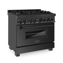 ZLINE 36 in. 4.6 cu. ft. Legacy Dual Fuel Range with Gas Cooktop and Electric Convection Oven in Black Stainless Steel with 6 Brass Burners, Open Box-Great Condition