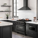 ZLINE 36 in. 4.6 cu. ft. Legacy Dual Fuel Range with Gas Cooktop and Electric Convection Oven in Black Stainless Steel with 6 Brass Burners, Open Box-Great Condition