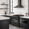 ZLINE 36 in. 4.6 cu. ft. Legacy Dual Fuel Range with Gas Cooktop and Electric Convection Oven in Black Stainless Steel with 6 Brass Burners, Open Box-Good Condition