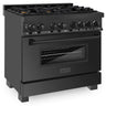 ZLINE 36 in. 4.6 cu. ft. Legacy Dual Fuel Range with Gas Cooktop and Electric Convection Oven in Black Stainless Steel with 6 Brass Burners, Open Box-Great Condition