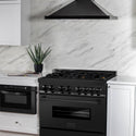 ZLINE 36 in. 4.6 cu. ft. Legacy Dual Fuel Range with Gas Cooktop and Electric Convection Oven in Black Stainless Steel with 6 Brass Burners, Open Box-Great Condition