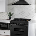 ZLINE 36 in. 4.6 cu. ft. Legacy Dual Fuel Range with Gas Cooktop and Electric Convection Oven in Black Stainless Steel with 6 Brass Burners, Open Box-Good Condition
