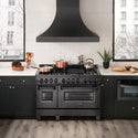 ZLINE 48 in. 6.0 cu. ft. Legacy Dual Fuel Range with Gas Cooktop and 2 Electric Ovens in Black Stainless Steel with 6 Brass Burners (RAB-BR-48)