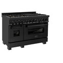 ZLINE 48 in. 6.0 cu. ft. Legacy Dual Fuel Range with Gas Cooktop and 2 Electric Ovens in Black Stainless Steel with 6 Brass Burners (RAB-BR-48)