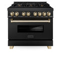 ZLINE Autograph Edition 36" 4.6 cu. ft. Dual Fuel Range with Gas Stove and Electric Oven in Black Stainless Steel with Accents (RABZ-36)