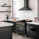 ZLINE Autograph Edition 36 in. 4.6 cu. ft. Legacy Dual Fuel Range with 6 Burner Gas Cooktop and Electric Convection Oven in Black Stainless Steel and Polished Gold Accents, Open Box-Great Condition