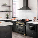 ZLINE Autograph Edition 36 in. 4.6 cu. ft. Legacy Dual Fuel Range with 6 Burner Gas Cooktop and Electric Convection Oven in Black Stainless Steel and Polished Gold Accents, Open Box-Good Condition