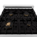 ZLINE Autograph Edition 24 in. 2.8 cu. ft. Legacy Dual Fuel Range with 4 Burner Gas Cooktop and Electric Convection Oven in Stainless Steel with White Matte Door and Matte Black Accents, Open Box-Great Condition