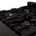 ZLINE 30 in. Legacy Gas Rangetop with 4 Brass Burners and Porcelain Cooktop in Black Stainless Steel, Open Box-Great Condition
