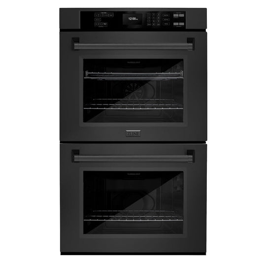 ZLINE 30 in. Professional True Convection Double Wall Oven with Air Fry and Self Clean in Black Stainless Steel, Open Box-Good Condition