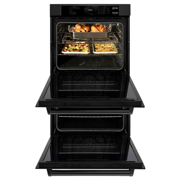 ZLINE 30 in. Professional True Convection Double Wall Oven with Air Fry and Self Clean in Black Stainless Steel, Open Box-Great Condition
