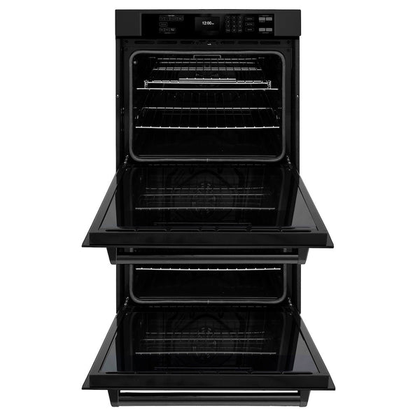 ZLINE 30 in. Professional True Convection Double Wall Oven with Air Fry and Self Clean in Black Stainless Steel, Open Box-Good Condition