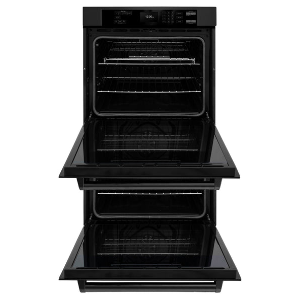 ZLINE 30 in. Professional True Convection Double Wall Oven with Air Fry and Self Clean in Black Stainless Steel (WADB-30)