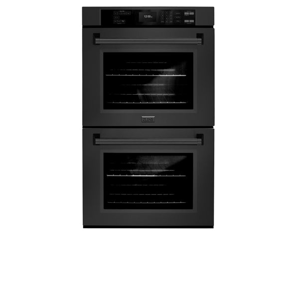 ZLINE 30 in. Professional True Convection Double Wall Oven with Air Fry and Self Clean in Black Stainless Steel, Open Box-Great Condition