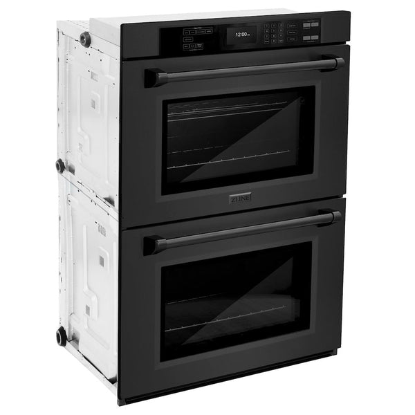 ZLINE 30 in. Professional True Convection Double Wall Oven with Air Fry and Self Clean in Black Stainless Steel, Open Box-Good Condition