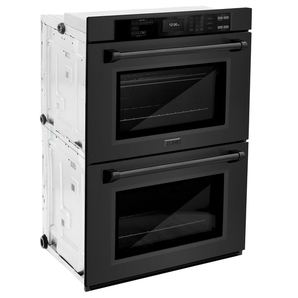 ZLINE 30 in. Professional True Convection Double Wall Oven with Air Fry and Self Clean in Black Stainless Steel, Open Box-Great Condition