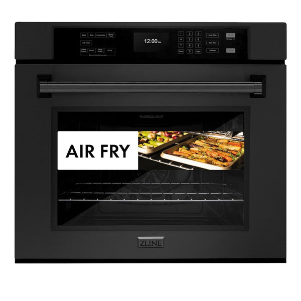 ZLINE 30 in. Professional True Convection Single Wall Oven with Air Fry and Self Clean in Black Stainless Steel, Open Box-Good Condition