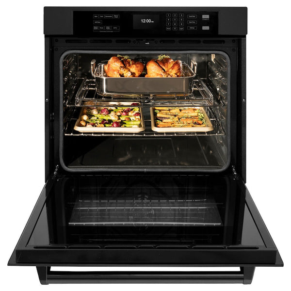 ZLINE 30 in. Professional True Convection Single Wall Oven with Air Fry and Self Clean in Black Stainless Steel, Open Box-Good Condition