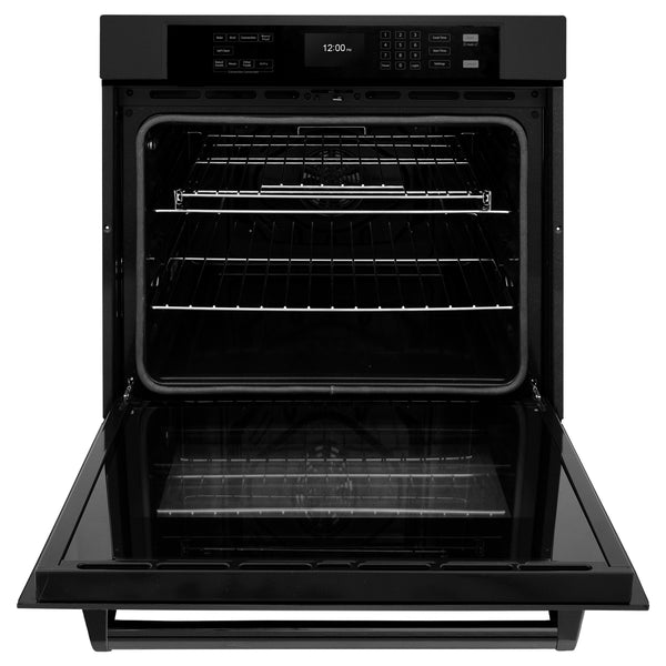 ZLINE 30 in. Professional True Convection Single Wall Oven with Air Fry and Self Clean in Black Stainless Steel (WASB-30)