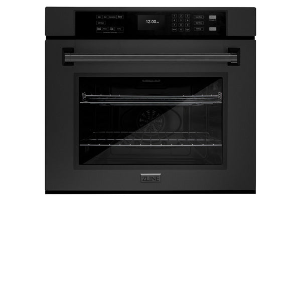 ZLINE 30 in. Professional True Convection Single Wall Oven with Air Fry and Self Clean in Black Stainless Steel (WASB-30)