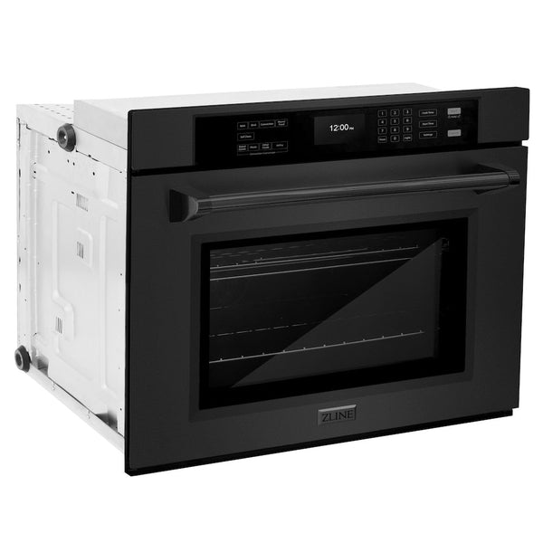 ZLINE 30 in. Professional True Convection Single Wall Oven with Air Fry and Self Clean in Black Stainless Steel, Open Box-Good Condition
