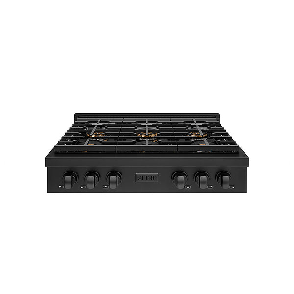 ZLINE 36 in. Paramount Gas Rangetop with 6 Burner DuoPro™ Cooktop in Black Stainless Steel, Open Box-Good Condition