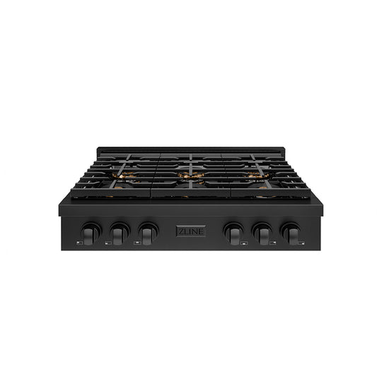 ZLINE 36 in. Paramount Gas Rangetop with 6 Burner DuoPro™ Cooktop in Black Stainless Steel (PSRTB-36)