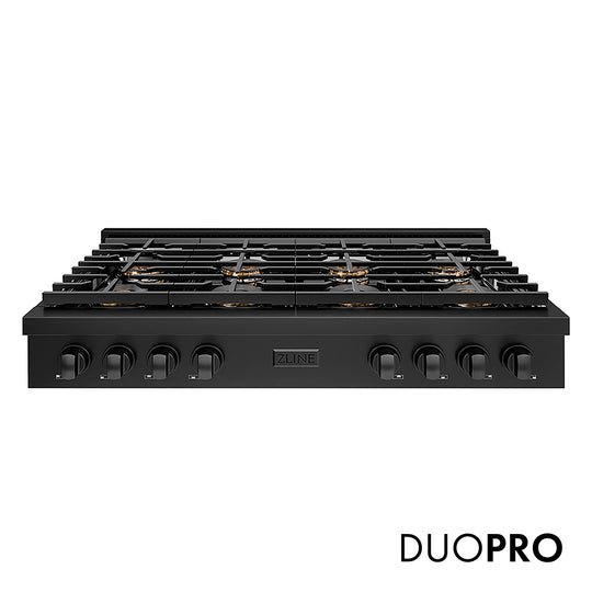 ZLINE 48 in. Paramount Gas Rangetop with 8 Burner DuoPro™ Cooktop in Black Stainless Steel, Open Box-Great Condition