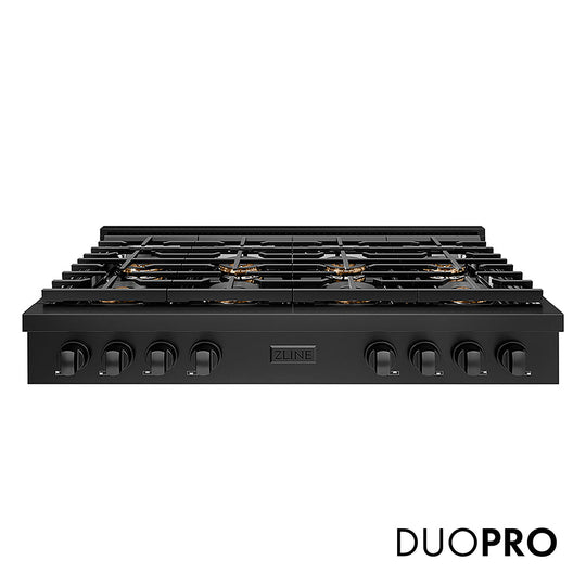 ZLINE 48 in. Paramount Gas Rangetop with 8 Burner DuoPro™ Cooktop in Black Stainless Steel, Open Box-Good Condition