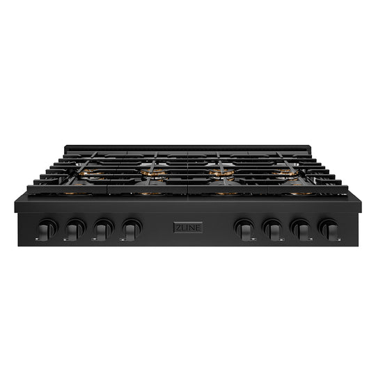 ZLINE 48 in. Paramount Gas Rangetop with 8 Burner DuoPro™ Cooktop in Black Stainless Steel (PSRTB-48)