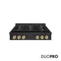 ZLINE Autograph Edition 36 in. Paramount Gas Rangetop with 6 Burner DuoPro™ Cooktop in Black Stainless Steel and Champagne Bronze Accents, Open Box-Great Condition