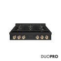 ZLINE Autograph Edition 36 in. Paramount Gas Rangetop with 6 Burner DuoPro™ Cooktop in Black Stainless Steel and Polished Gold Accents, Open Box-Great Condition