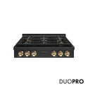 ZLINE Autograph Edition 36 in. Paramount Gas Rangetop with 6 Burner DuoPro™ Cooktop in Black Stainless Steel and Polished Gold Accents, Open Box-Good Condition