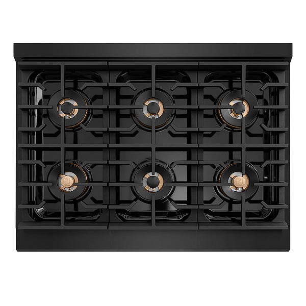 ZLINE Autograph Edition 36 in. Paramount Gas Rangetop with 6 Burner DuoPro™ Cooktop in Black Stainless Steel and Polished Gold Accents, Open Box-Great Condition