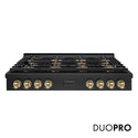 ZLINE Autograph Edition 48 in. Paramount Gas Rangetop with 8 Burner DuoPro™ Cooktop in Black Stainless Steel and Champagne Bronze Accents, Open Box-Great Condition