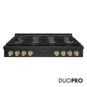 ZLINE Autograph Edition 48 in. Paramount Gas Rangetop with 8 Burner DuoPro™ Cooktop in Black Stainless Steel and Champagne Bronze Accents, Open Box-Good Condition