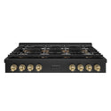 ZLINE Autograph Edition 48 in. Paramount Gas Rangetop with 8 Burner DuoPro™ Cooktop in Black Stainless Steel and Champagne Bronze Accents, Open Box-Great Condition