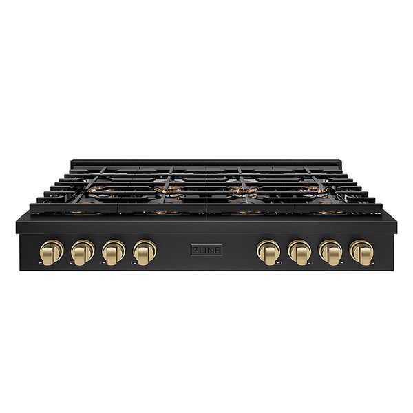 ZLINE Autograph Edition 48 in. Paramount Gas Rangetop with 8 Burner DuoPro™ Cooktop in Black Stainless Steel and Champagne Bronze Accents, Open Box-Great Condition